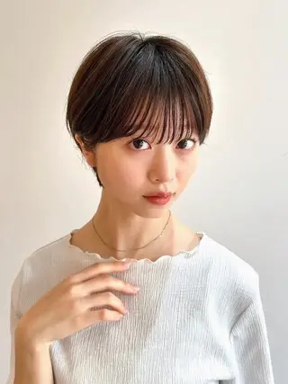 ショート カラー パーマ 🫧小顔×似合わせ× 透明感カラー🫧のヘアスタイル