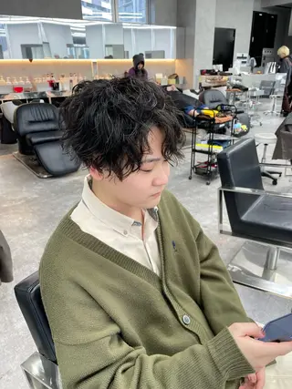 パーマ メンズ エフェクトブリーチ 神戸 三宮 麟太郎のヘアスタイル