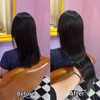 ロング シール＋ちび編み込み エクステ梅田🐨のヘアスタイル