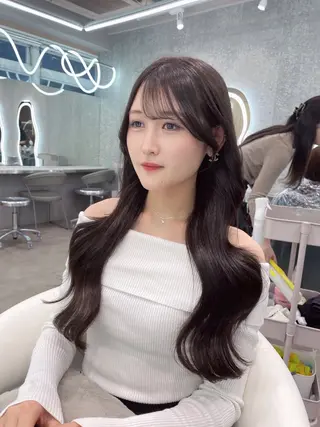 セミロング カラー 美髪矯正 ブリーチな しダブル🍒❤ゆうきのヘアスタイル