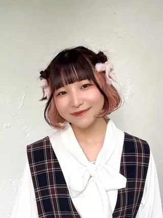 ミディアム カラー 無料カットモデル ユナのヘアスタイル