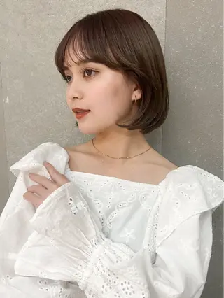 ショート カラー ボブ/巻ける縮毛矯正 /韓国レイヤーはなのヘアスタイル