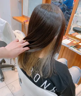 セミロング カラー 脱白髪染め美容師 竹内涼乃のヘアスタイル