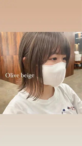 ミディアム カラー 暖色/艶髪/ボブ/ ショート/Ayaのヘアスタイル