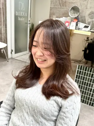 ミディアム 猿渡 /🍃乾燥ケア × ✨透明感カラーのヘアスタイル