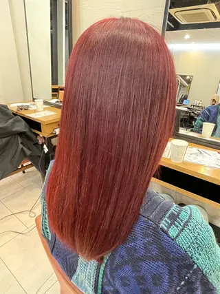ロング カラー ヘアアレンジ 🎈ブリーチなし暖色 カラー/レッド/ゆいのヘアスタイル