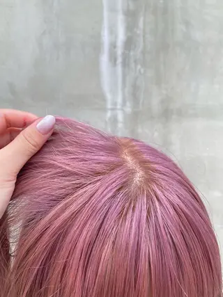 セミロング カラー ブリーチなしカラー ダブルカラーエクステのヘアスタイル