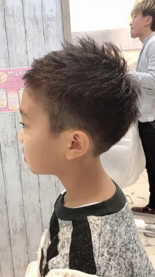 ショート メンズ キッズ 髪質改善× ハイライト溝江のヘアスタイル