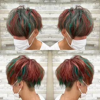 ミディアム カラー メンズ "PEPPU "所属・🌈推し色派手髪 ハイトーンShinのヘアスタイル