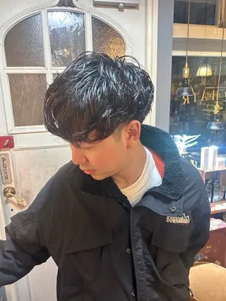 ショート パーマ メンズ 清水千優/パーマ/透 明感カラー/メンズのヘアスタイル