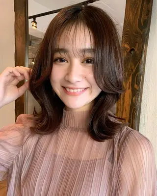 ミディアム カラー 透明感/オリーブ/ グレージュ/YUKAのヘアスタイル