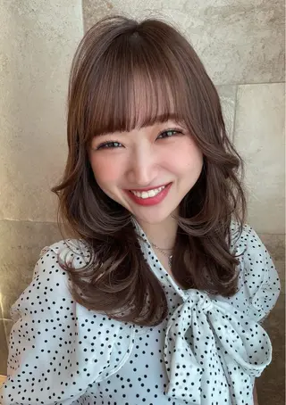ミディアム 木屋元一/透明感 /前髪/韓国ヘアのヘアスタイル