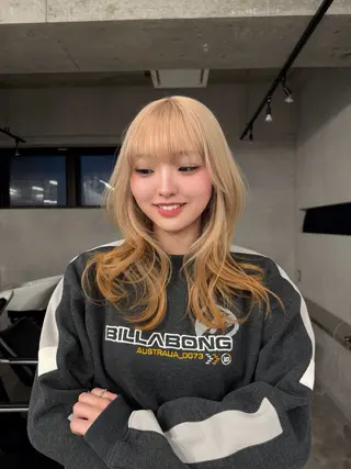 ロング ハイトーン/渋谷 韓国風/Narukaのヘアスタイル