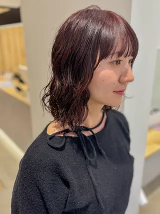ミディアム カラー 須藤 萌のヘアスタイル
