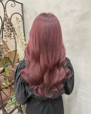 ロング カラー ヘアアレンジ 【ピンク/韓国ヘア/ ヘアセット】亜海のヘアスタイル