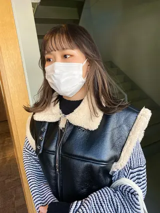 ミディアム カラー パーマ ヘアアレンジ 髪と音処　マトぺ所属・デザインカラー/ボブ ブリーチカラー/ユリのヘアスタイル