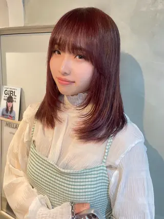 ミディアム カラー カノン/アニオタ🧡 暖色/酸性ストレートのヘアスタイル