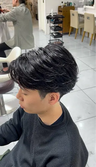 ミディアム パーマ メンズ 🔮メンズ縮毛矯正 毛流れパーマ💎竹永のヘアスタイル