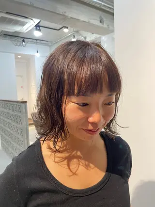 ミディアム パーマ 北山／ボブ／レイヤー /maru☺︎のヘアスタイル