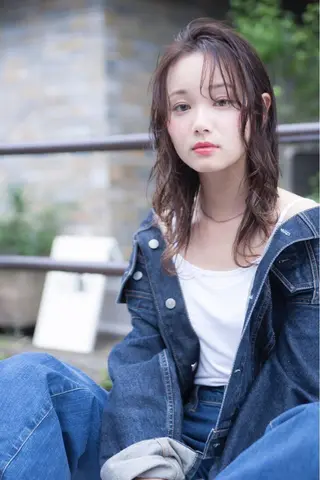 セミロング カラー パーマ 💘透明感カラー💘 沖本 将宏のヘアスタイル