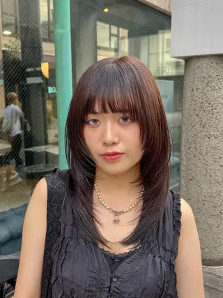 セミロング カラー ヘアアレンジ 透明感/艶髪矯正 🪐takushiのヘアスタイル