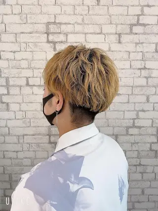 ショート カラー ヘアアレンジ メンズ ブリーチなし艶カラー 東家のヘアスタイル