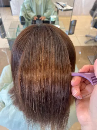 ミディアム カラー パーマ 葭葉 久美子のヘアスタイル