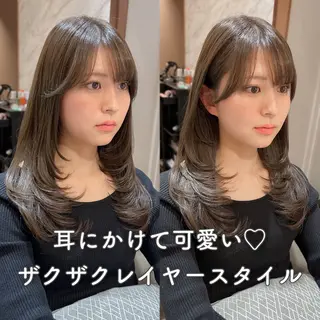 ミディアム ハッシュカット/韓国 レイヤー/カハナのヘアスタイル