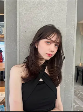 ミディアム カラー 山崎/ボブ縮毛矯正 レイヤー髪質改善のヘアスタイル