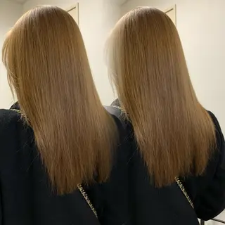 セミロング カラー ヘアアレンジ グランルッソ所属・岡山× バレイヤージュカラーのヘアスタイル