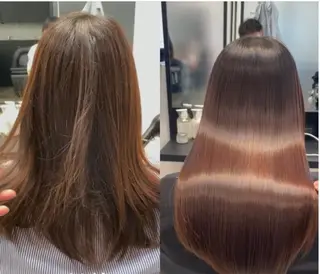 セミロング 山崎/ボブ縮毛矯正 レイヤー髪質改善のヘアスタイル