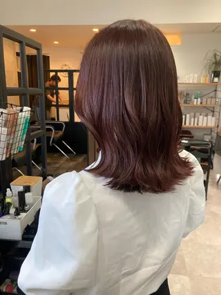 ミディアム ✨色持ちの良い艶 カラー✨蟹江真世のヘアスタイル