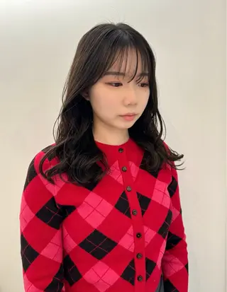 ロング カラー パーマ デジタルパーマ/ コテ巻き風パーマのヘアスタイル