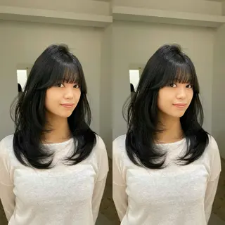 ミディアム カラー レイヤー/艶カラー /韓国ヘア/高松のヘアスタイル