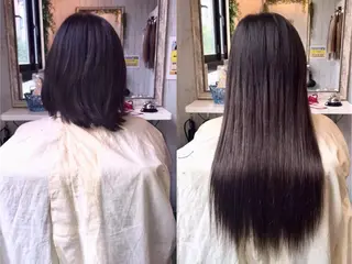 ロング カラー ヘアアレンジ 大阪レミーエクステ チビ編み込みのヘアスタイル