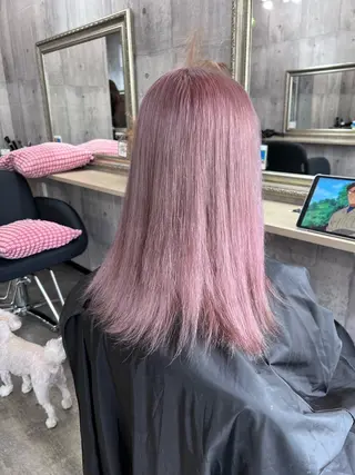 ミディアム サニーサイド大名 ダブルカラー髪質改善のヘアスタイル