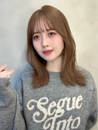 ミディアム カラー レイヤー/暖色カラー /パーマ/落合 歩夢のヘアスタイル