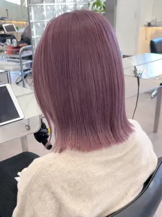 ミディアム カラー ハイトーン/ブロンド ベージュ♡カレンのヘアスタイル