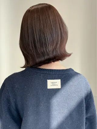 ショート カラー パーマ ヘアアレンジ メンズ 切りっぱなしヘアボブ ミディアムヘアRYOのヘアスタイル