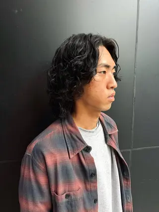 パーマ メンズ スパイキーパーマ 柏NO1 藤本葉のヘアスタイル