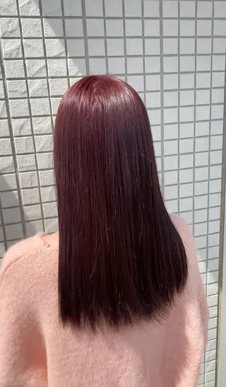 セミロング カラー ブリーチなしカラー/ 顔周りレイヤーのヘアスタイル