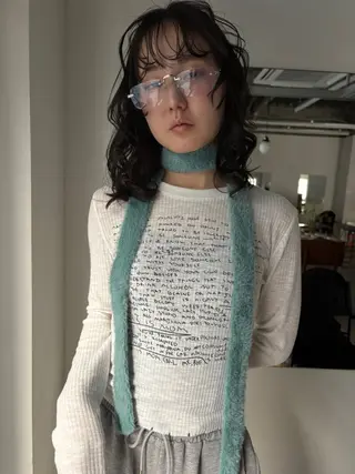 セミロング パーマ パーマ、ボブ、透明感 カラー、小須田ゆあのヘアスタイル