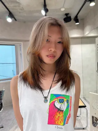 セミロング カラー ダブルカラー ブリーチ/kaitoのヘアスタイル