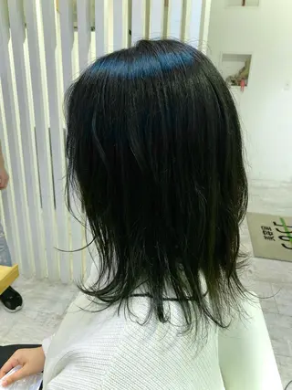 ミディアム カラー ブリーチなしWカラー /酸性ストレート河本のヘアスタイル