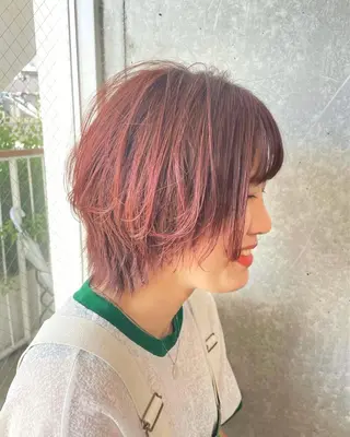 ミディアム カラー メンズモテパーマ💙 fuwaのヘアスタイル