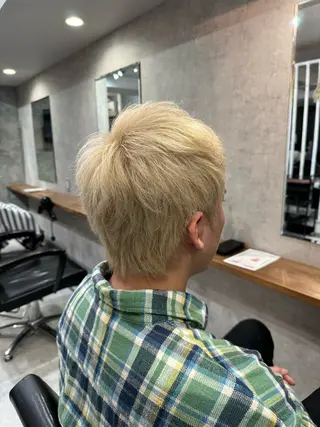 ショート カラー メンズ 矢島颯哉/ハイトーン ブリーチカラー💎のヘアスタイル
