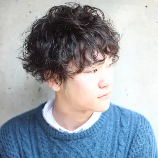 ミディアム カラー パーマ メンズ 成松 勇治のヘアスタイル