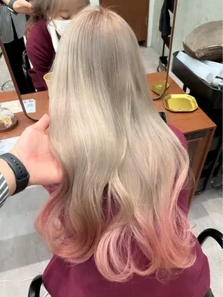 カラー 立川ブリーチ ピンク宮崎のヘアスタイル