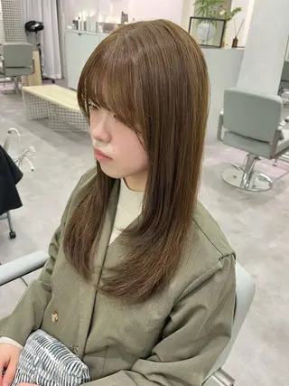 セミロング カラー､縮毛矯正 募集中🖤/横浜のヘアスタイル