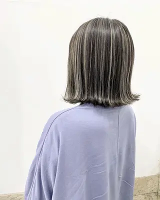 ミディアム カラー 縮毛矯正＆ハイライト 特化　須永🐶のヘアスタイル